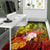 Vanuatu Custom Personalised Area Rug - Humpback Whale with Tropical Flowers (Yellow) - Polynesian Pride