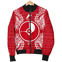 Yap Polynesian Men's Bomber Jacket Map Red White - Polynesian Pride
