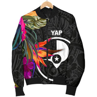Yap Men's Bomber Jacket - Polynesian Hibiscus Pattern - Polynesian Pride