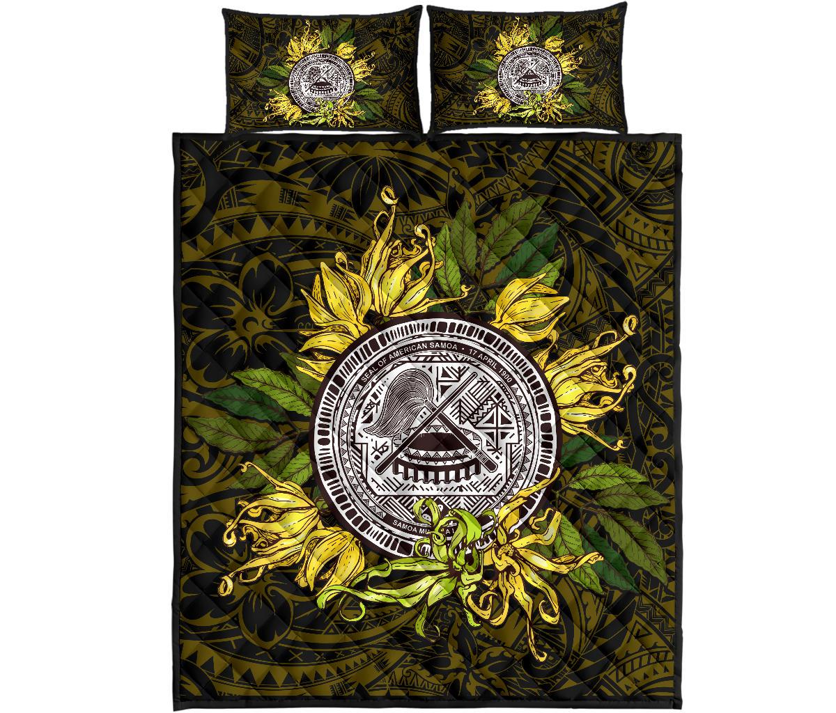 American samoa Bed Quilt Set Ylang Ylang Flowers - Polynesian Pride