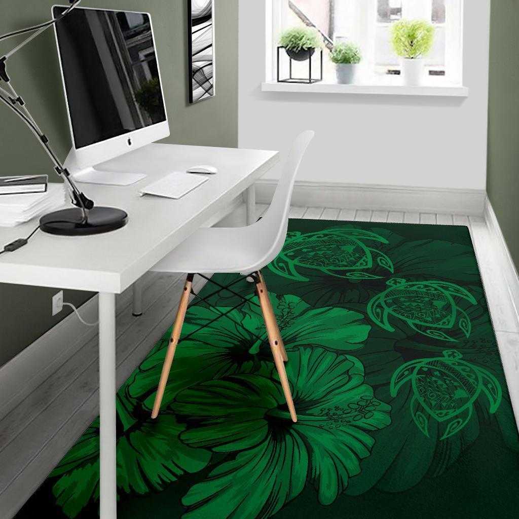Hawaiian Map Hibiscus Flowers Vintage Polynesian Rug AH - Polynesian Pride