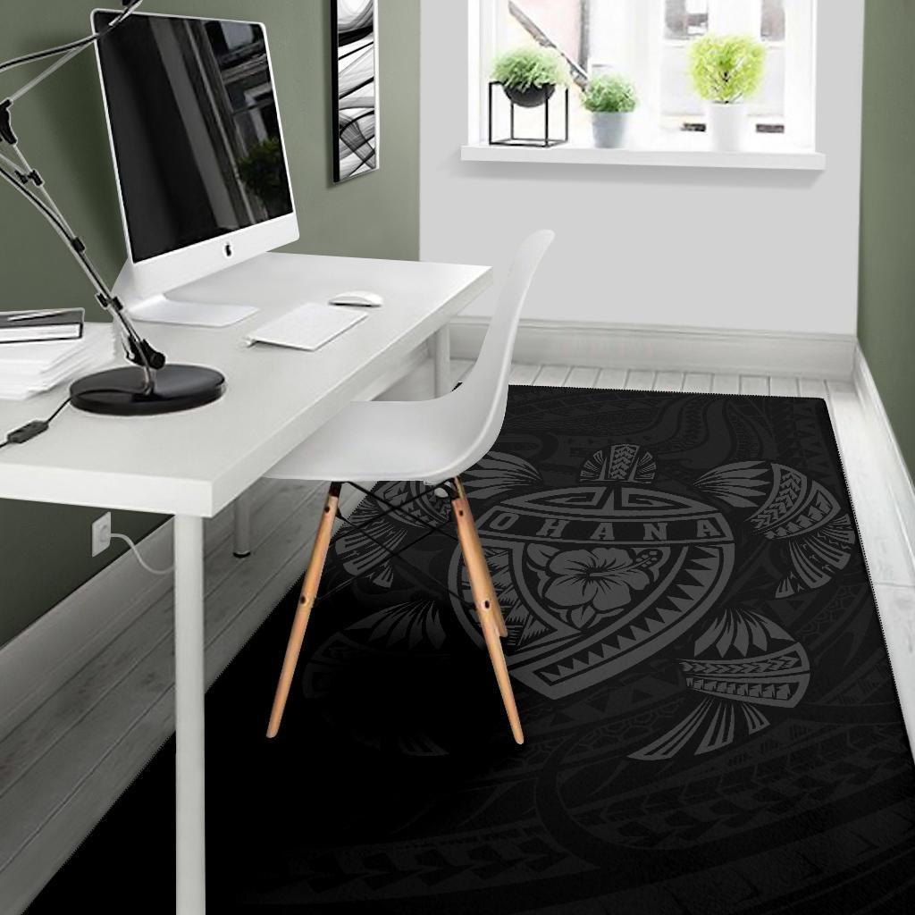 Hawaiian Map Turtle Ohana Hibiscus Kakau Polynesian Rug AH - Polynesian Pride