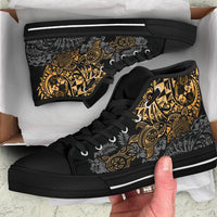 Tonga Polynesian High Top Shoes - Gold Turtle Flowing - Polynesian Pride