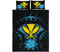 Kanaka Maoli (Hawaii) Polynesian Quilt Bed Set Hibiscus Blue - Polynesian Pride