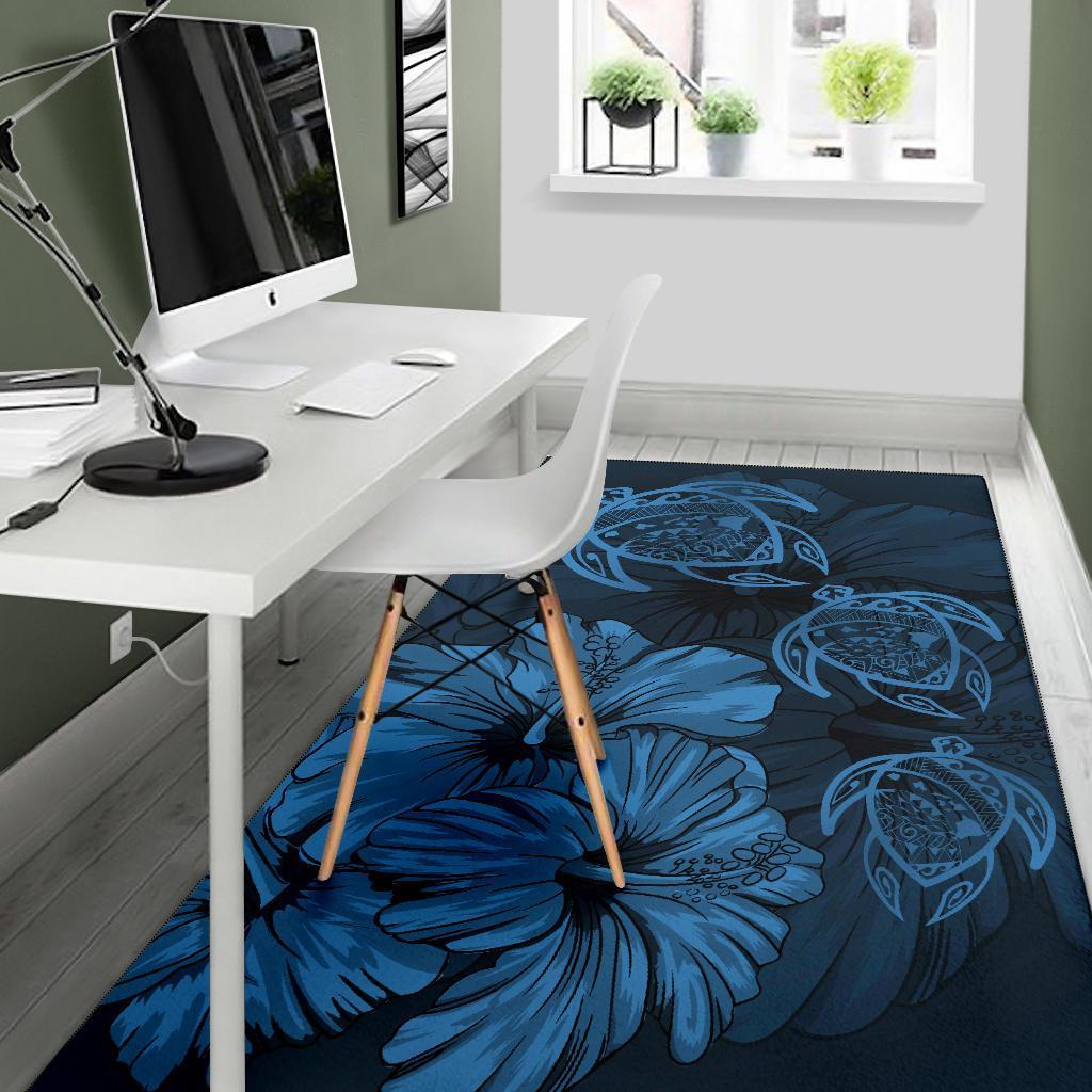 Hawaiian Map Hibiscus Flowers Vintage Polynesian Rug AH - Polynesian Pride