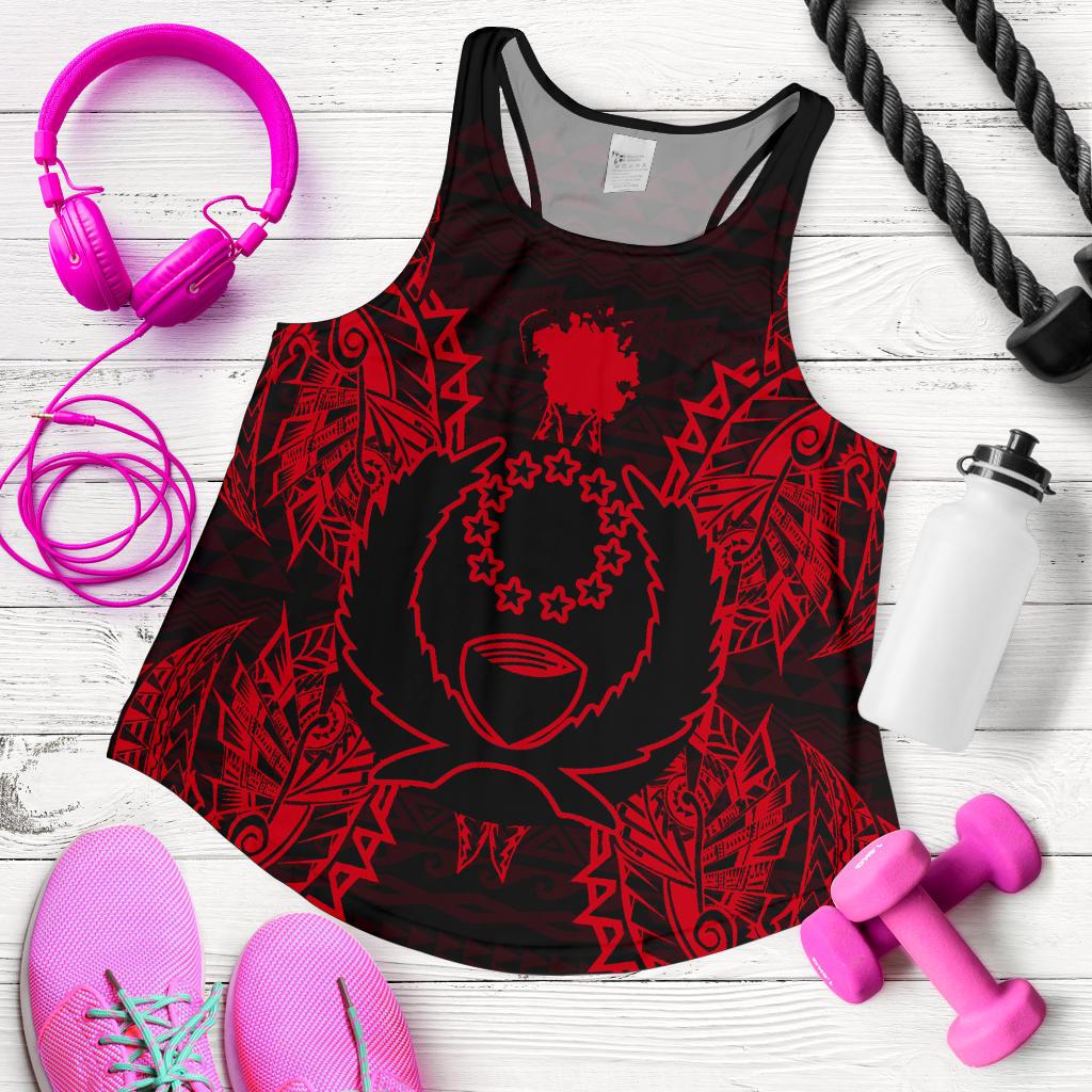 Pohnpei Polynesian Women Tank Top Map Red - Polynesian Pride