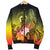 Vanuatu Men's Bomber Jacket - Humpback Whale with Tropical Flowers (Yellow) - Polynesian Pride