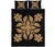 Hawaiian Quilt Bed Set Royal Pattern - Black And Gold - B2 Style - Polynesian Pride