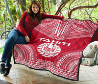 Tahiti Premium Quilt - Tahiti Flag Polynesian Chief Red Version - Polynesian Pride