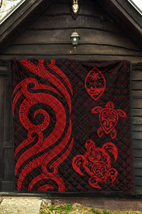 Guam Polynesian Premium Quilt - Red Tentacle Turtle - Polynesian Pride