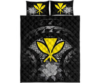 Kanaka Maoli (Hawaii) Polynesian Quilt Bed Set Hibiscus Gray - Polynesian Pride