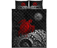 American Samoa Polynesian Quilt Bed Set - American Samoa Seal & Red Turtle - Polynesian Pride