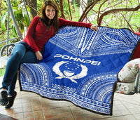 Pohnpei Premium Quilt - Pohnpie Flag Polynesian Chief Blue Version - Polynesian Pride