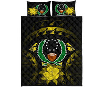 Pohnpei Polynesian Quilt Bed Set Hibiscus Yellow - Polynesian Pride