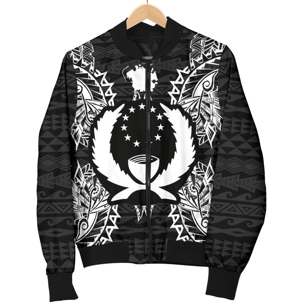 Pohnpei Polynesian Men's Bomber Jacket Map Black - Polynesian Pride