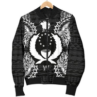 Pohnpei Polynesian Men's Bomber Jacket Map Black - Polynesian Pride
