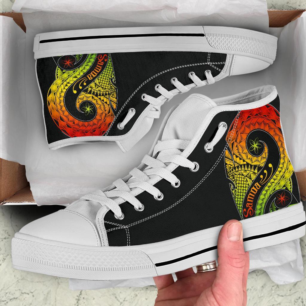 Samoa High Top Shoes - Samoa Polynesian Decorative Patterns Unisex White - Polynesian Pride