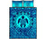 Polynesian Quilt Bed Set - Dark Blue Turtle Palm Torquoise Version - Polynesian Pride