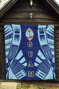 Guam Premium Quilt - Guam Coat Of Arms Polynesian Pale Blue Tattoo - Polynesian Pride