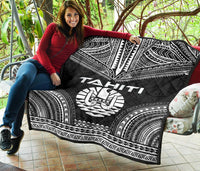 Tahiti Premium Quilt - Tahiti Flag Polynesian Chief Black Version - Polynesian Pride