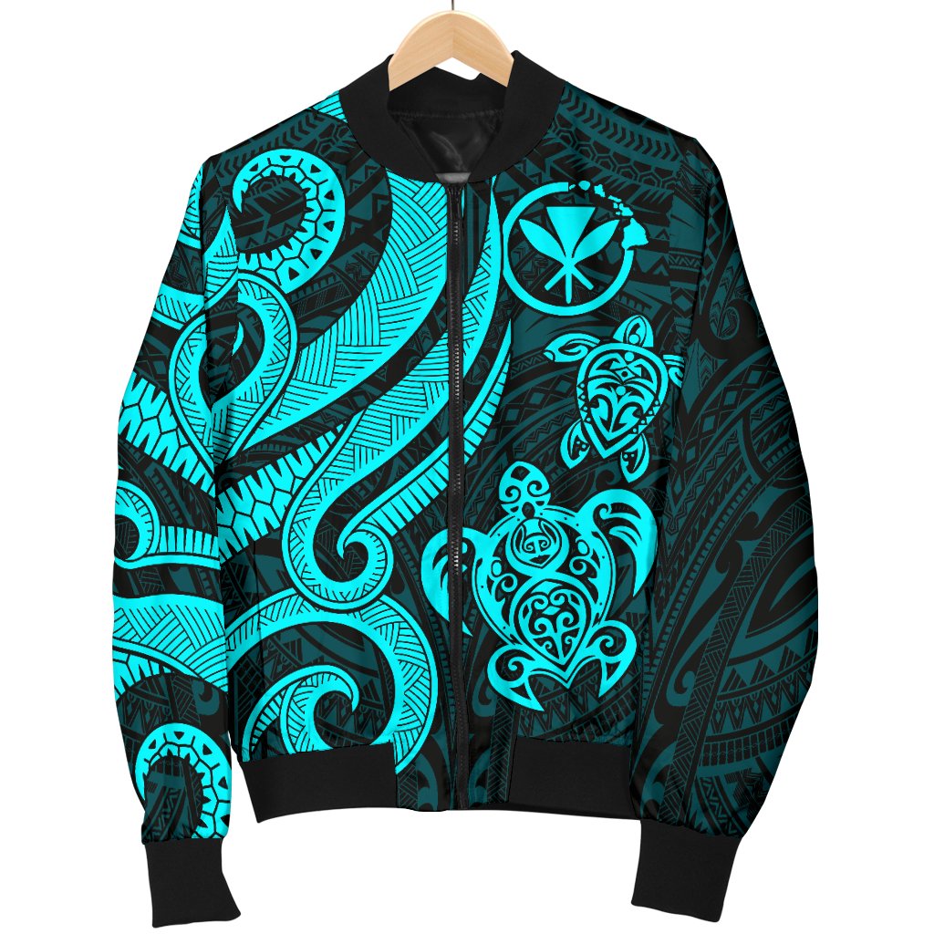 Polynesian Hawaii (Kanaka Maoli) Men Bomber Jacket - Turquoise Tentacle Turtle - Polynesian Pride