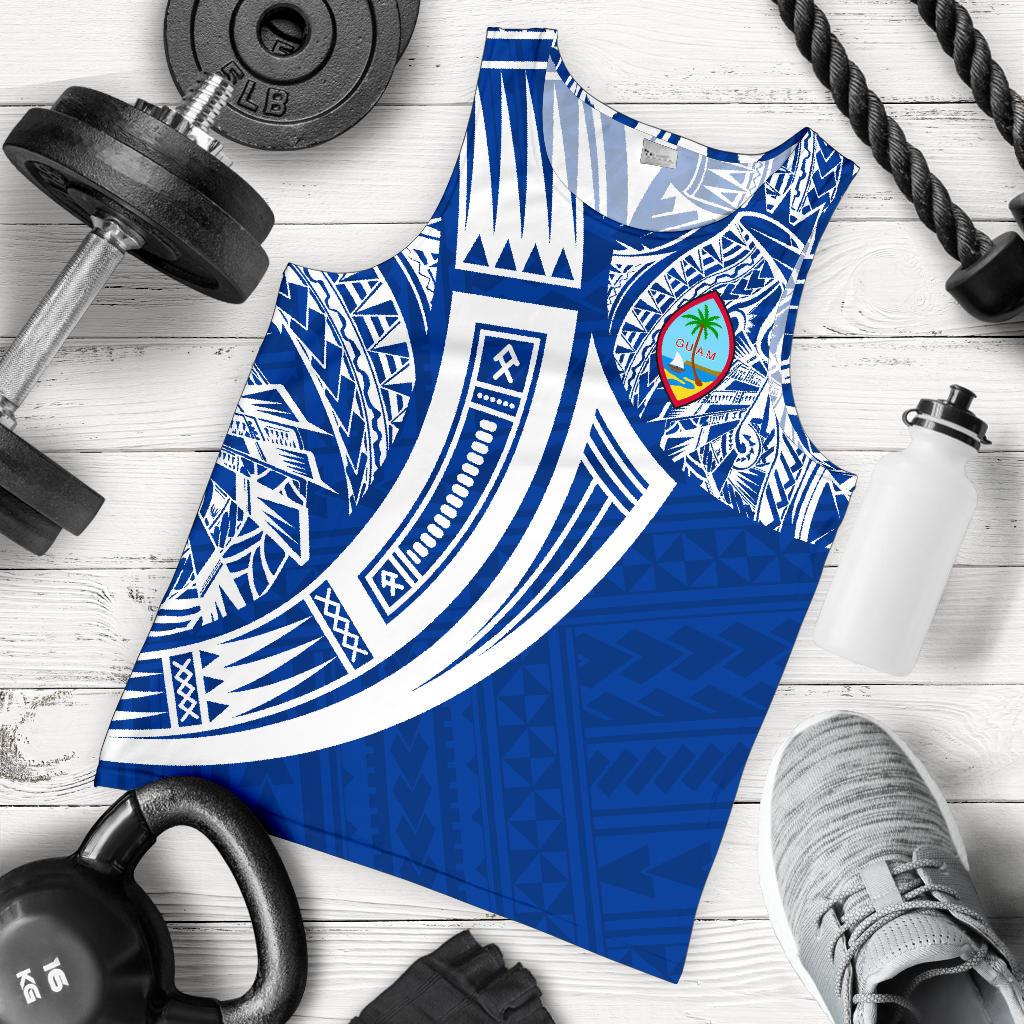 Guam Polynesian Men's Tank Top - Tribal Tattoo Blue - Polynesian Pride