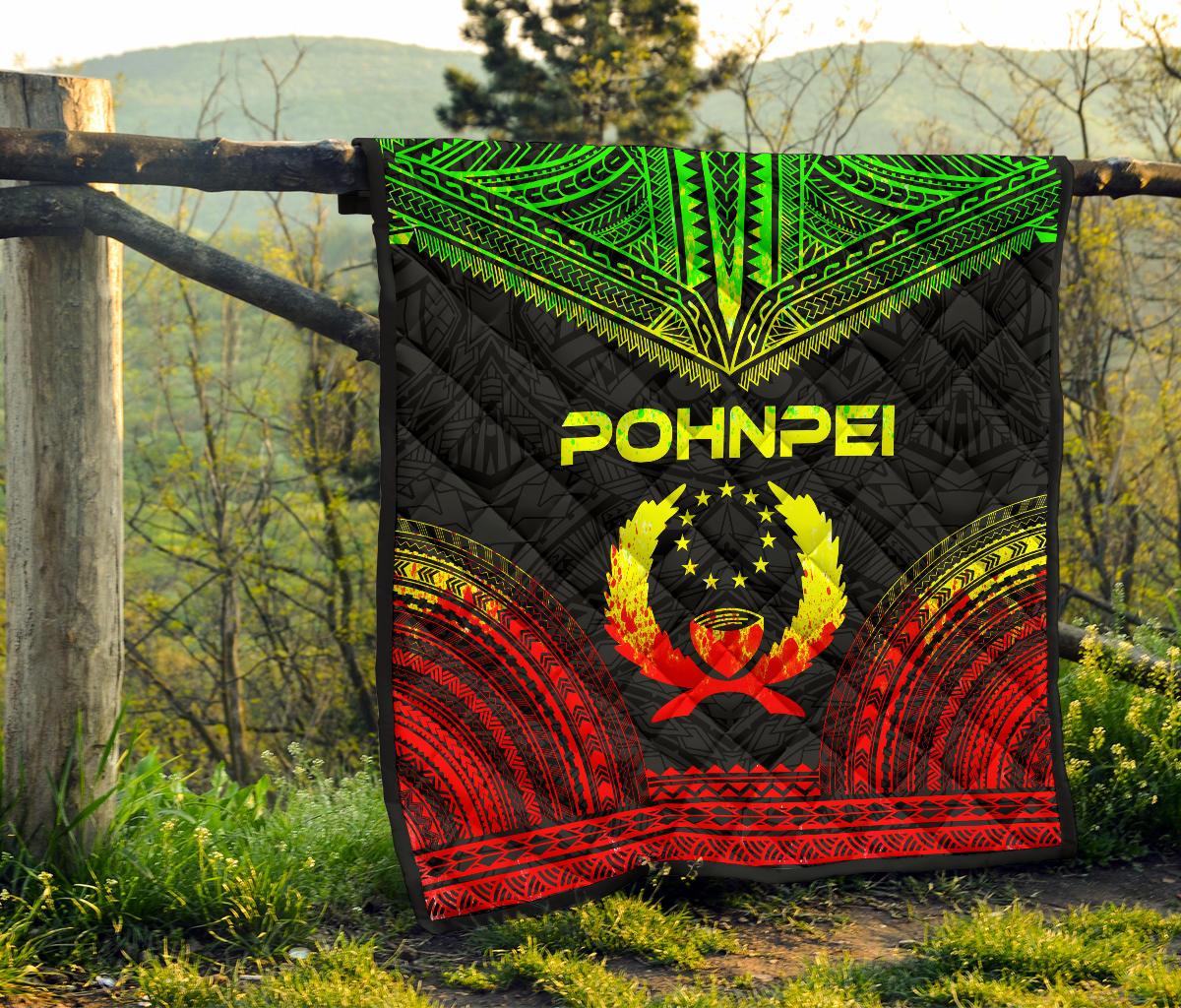 Pohnpei Premium Quilt - Pohnpie Flag Polynesian Chief Reggae Version - Polynesian Pride