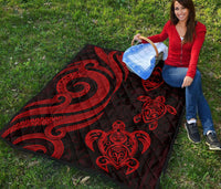 Guam Polynesian Premium Quilt - Red Tentacle Turtle - Polynesian Pride