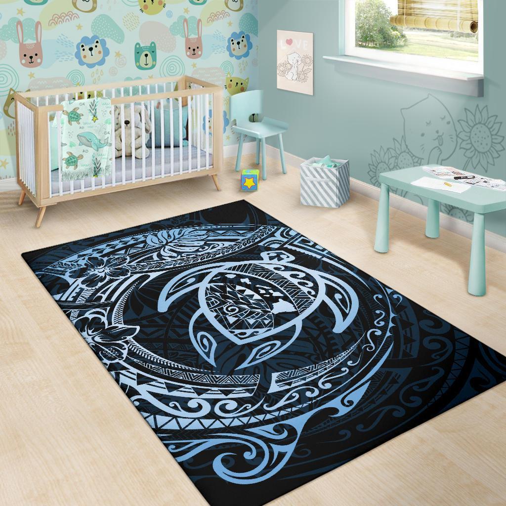 Hawaiian Map Turtle Polynesian Circle Rug AH - Polynesian Pride