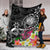 Hawaii Polynesian Premium Blanket - Turtle Plumeria (Black) - Polynesian Pride