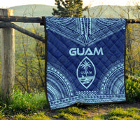 Guam Premium Quilt - Guam Coat Of Arms Polynesian Chief Blue Version - Polynesian Pride