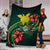 Papua New Guinea Polynesian Premium Blanket - Green Turtle Hibiscus - Polynesian Pride