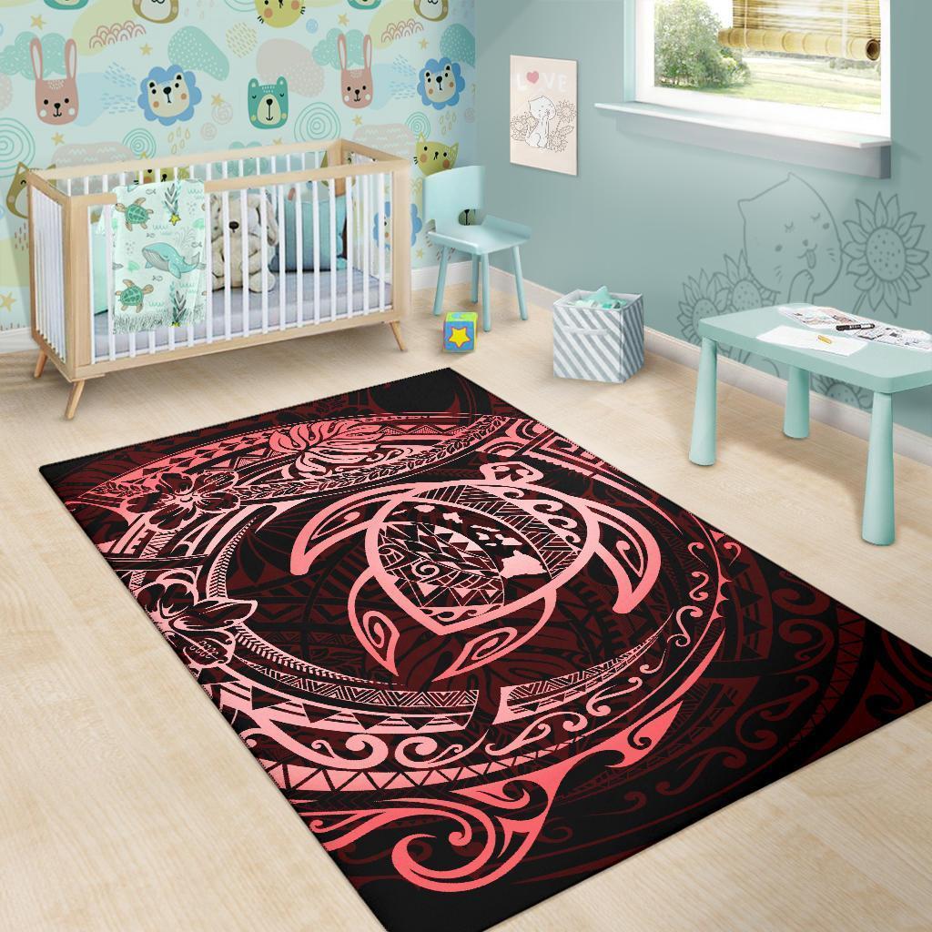 Hawaiian Map Turtle Polynesian Circle Rug AH - Polynesian Pride