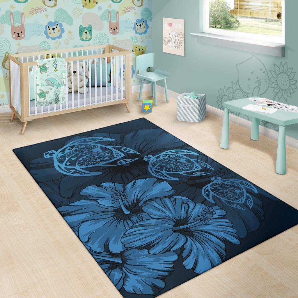 Hawaiian Map Hibiscus Flowers Vintage Polynesian Rug AH - Polynesian Pride