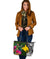 Papua New Guinea Large Leather Tote Bag - Turtle Plumeria Banana Leaf - Polynesian Pride
