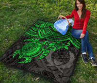 Pohnpei Polynesian Premium Quilt - Polynesian Green Turtle - Polynesian Pride