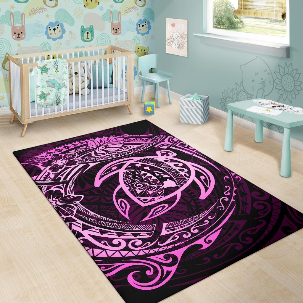 Hawaiian Map Turtle Polynesian Circle Rug AH - Polynesian Pride