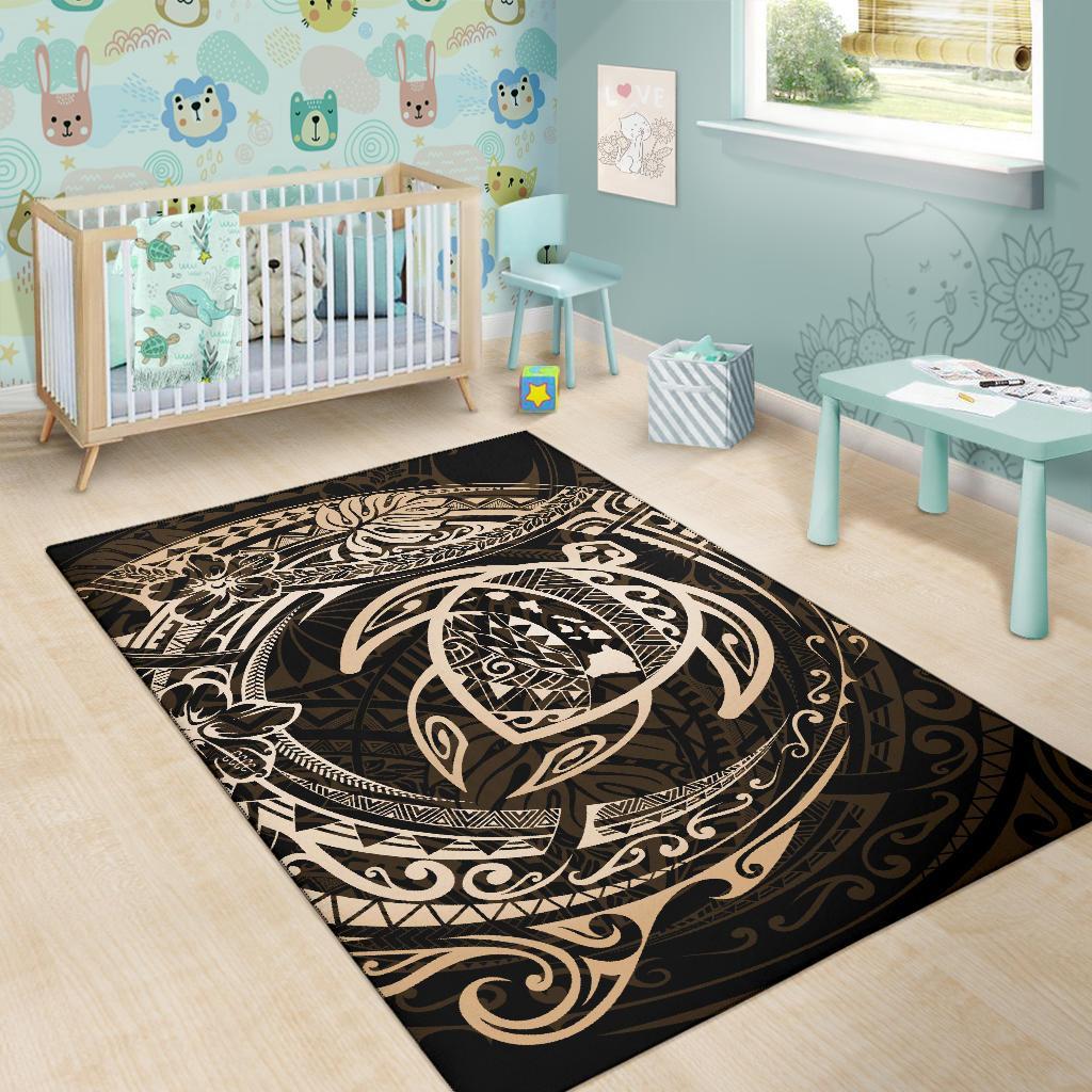 Hawaiian Map Turtle Polynesian Circle Rug AH - Polynesian Pride