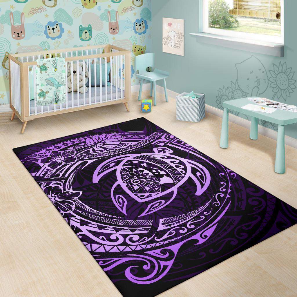 Hawaiian Map Turtle Polynesian Circle Rug AH - Polynesian Pride