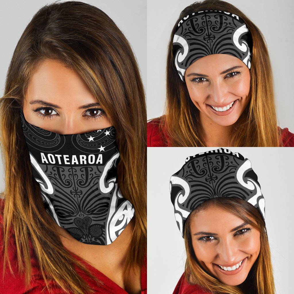 Maori Moko Bandana Aotearoa Silver Fern - Polynesian Pride