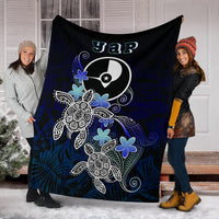 Yap Polynesian Premium Blanket - Blue Turtle Couple - Polynesian Pride