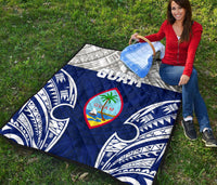 Guam Polynesian Premium Quilt - Pattern With Seal Blue Version - Polynesian Pride