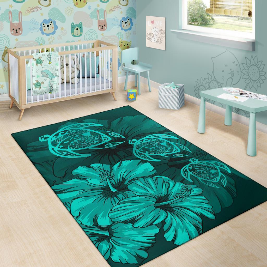 Hawaiian Map Hibiscus Flowers Vintage Polynesian Rug AH - Polynesian Pride