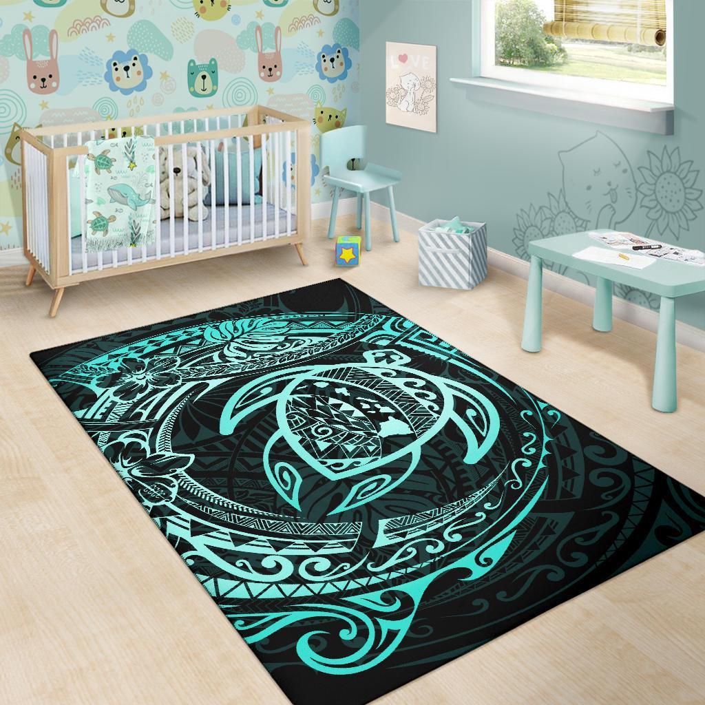 Hawaiian Map Turtle Polynesian Circle Rug AH - Polynesian Pride