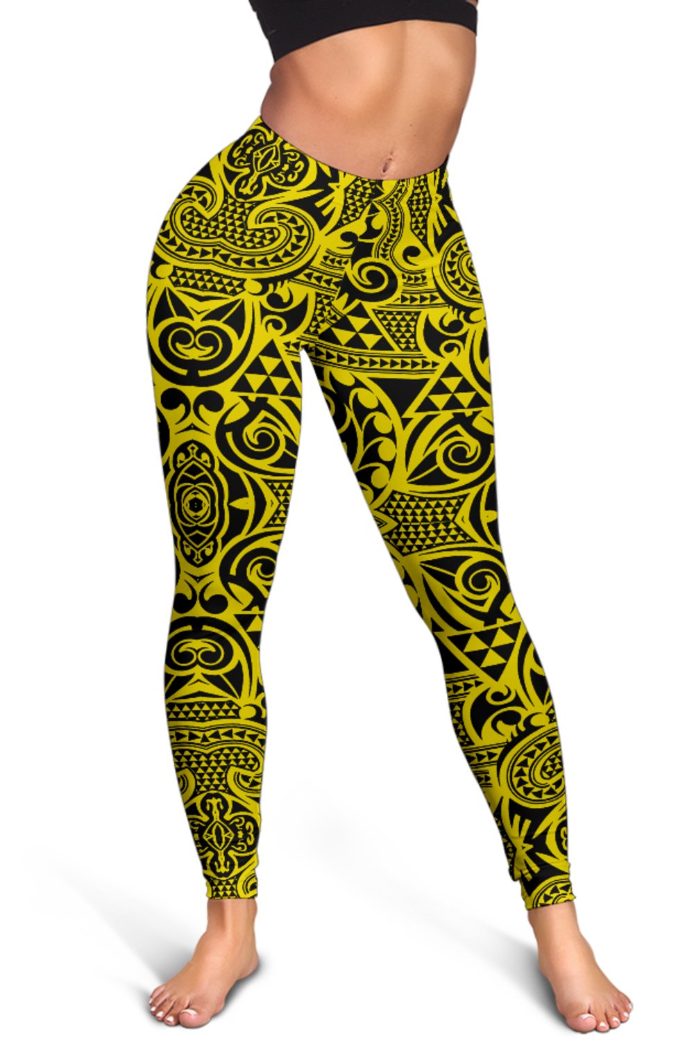 Polynesian Kakau Turtle Yellow Hawaii Women's Leggings AH - Polynesian Pride