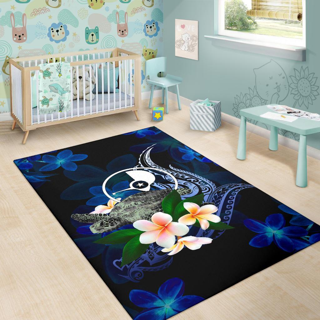 Yap Micronesia Area Rug - Turtle With Plumeria Flowers - Polynesian Pride