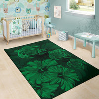 Hawaiian Map Hibiscus Flowers Vintage Polynesian Rug AH - Polynesian Pride