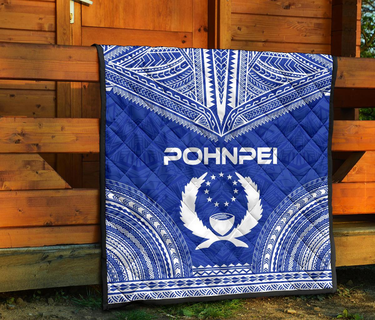 Pohnpei Premium Quilt - Pohnpie Flag Polynesian Chief Blue Version - Polynesian Pride