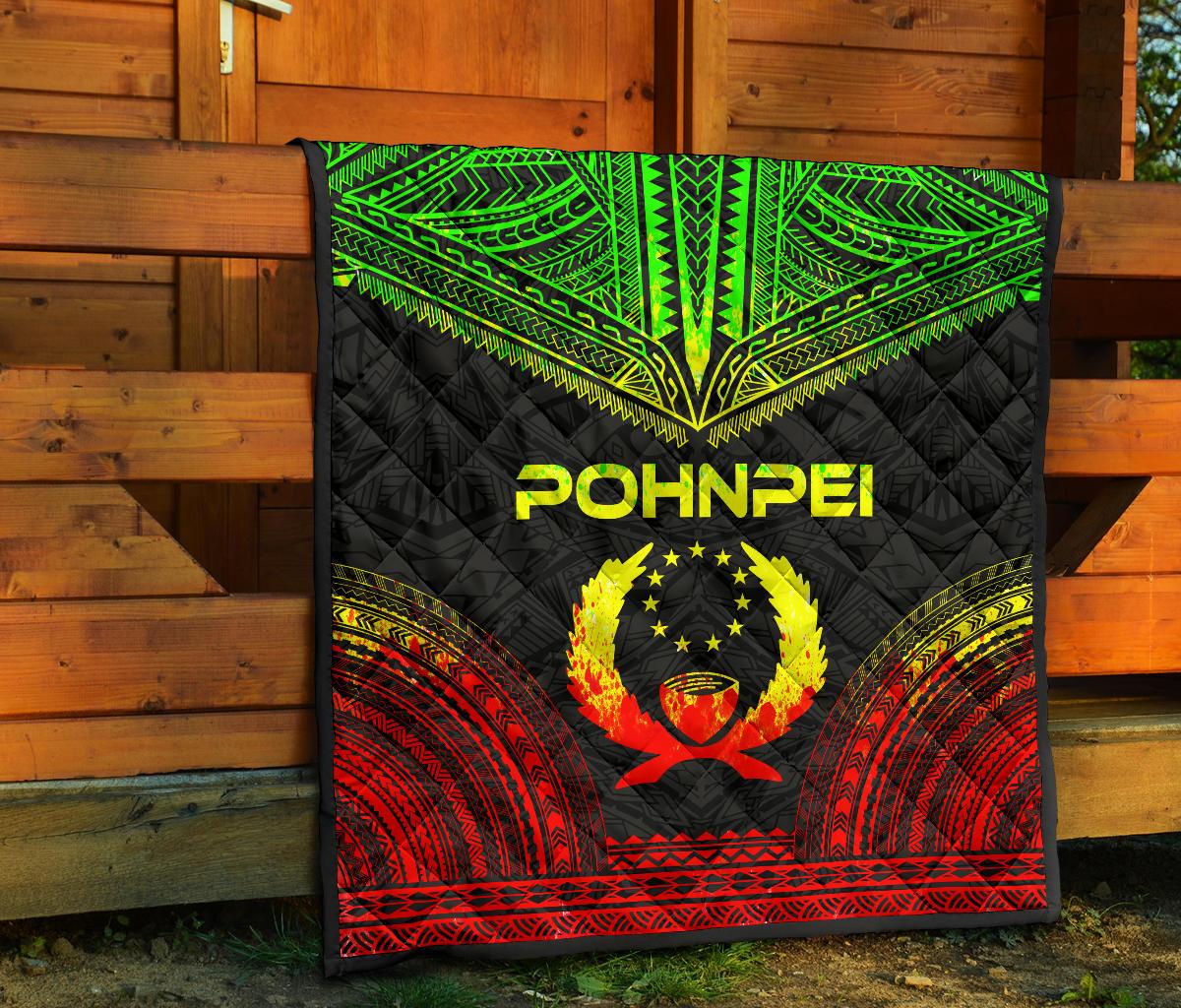 Pohnpei Premium Quilt - Pohnpie Flag Polynesian Chief Reggae Version - Polynesian Pride