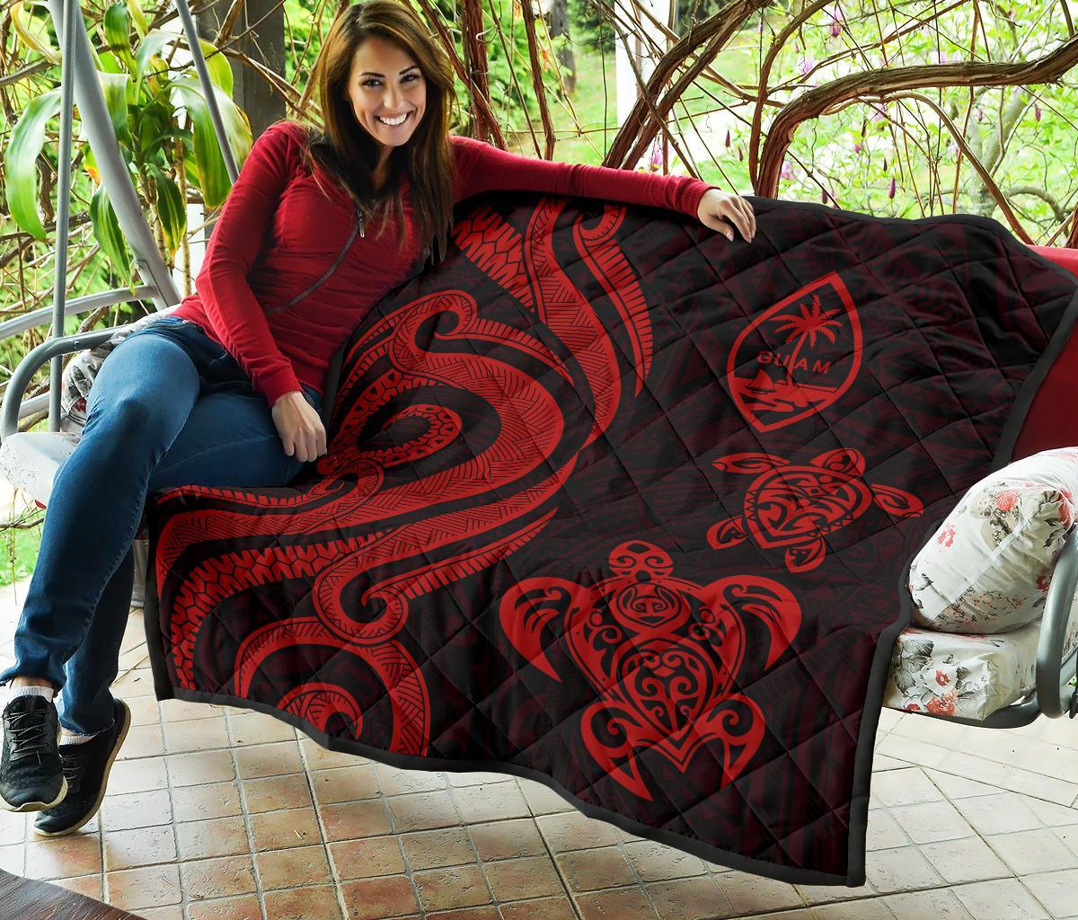 Guam Polynesian Premium Quilt - Red Tentacle Turtle - Polynesian Pride